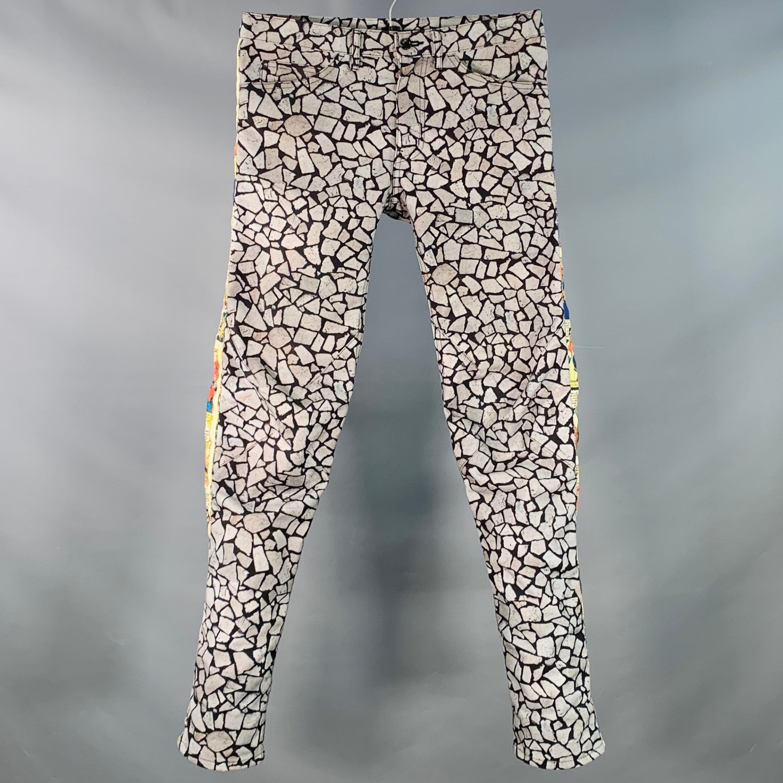 Comme Des Garcons Homme Plus Fall 2018 Size S Grey Multi Color Comic Denim Jeans
